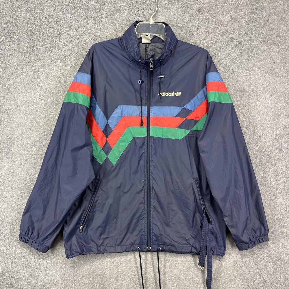 Vintage Adidas Jacket Mens Large Trefoil Windbreaker Ventex 80s France